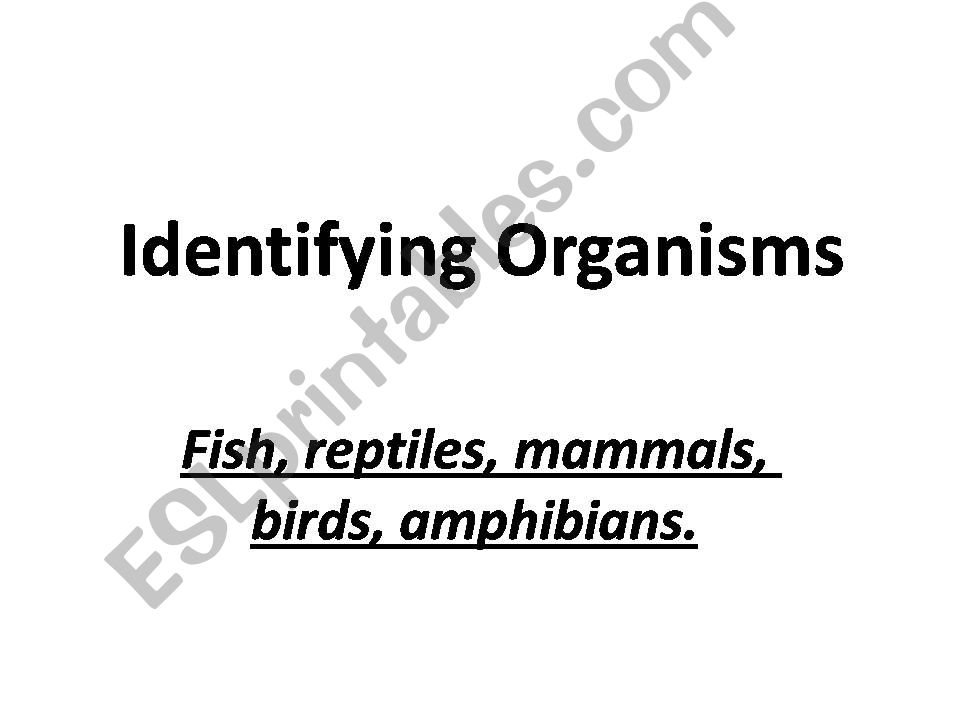 Science, Identifying Organisms