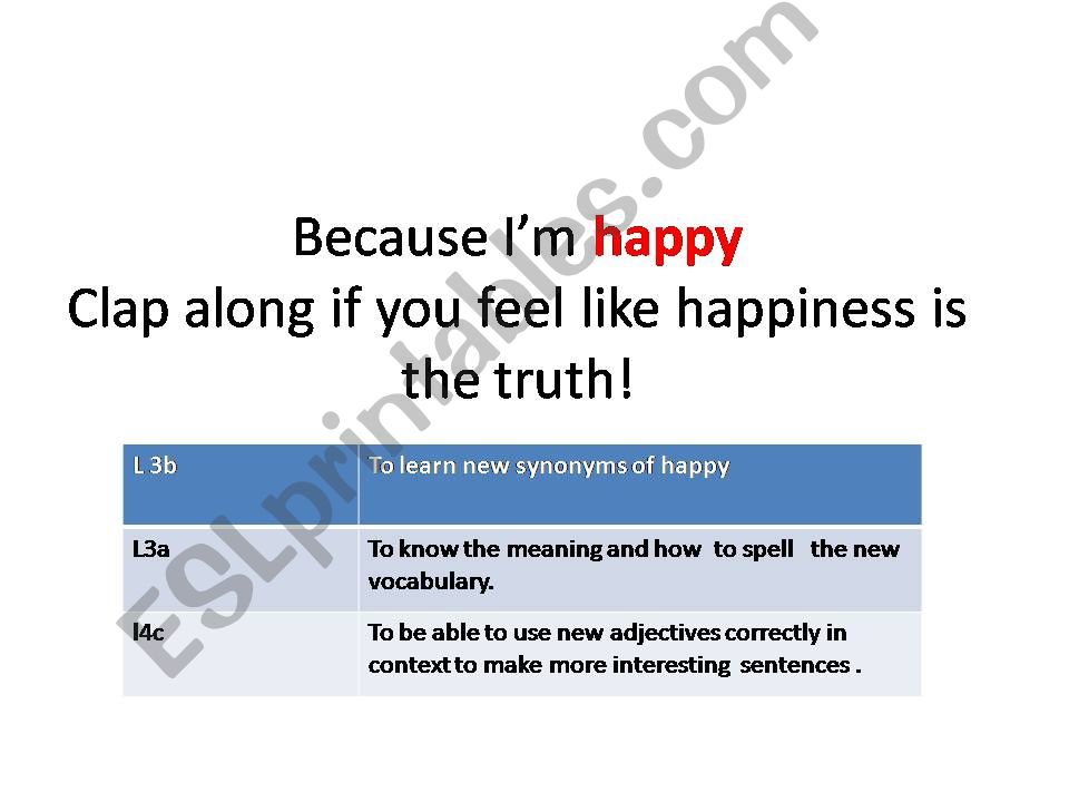 synonyms of happy  powerpoint