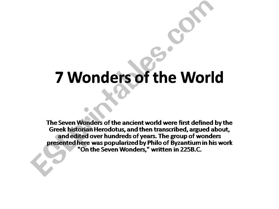 7 Wonders of the World powerpoint