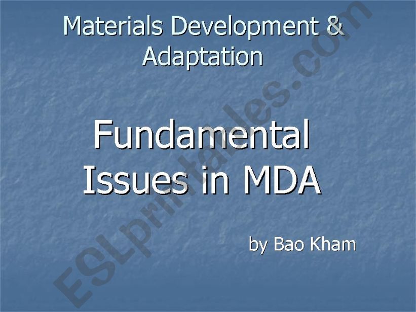 Fundamental Issues in MDA powerpoint