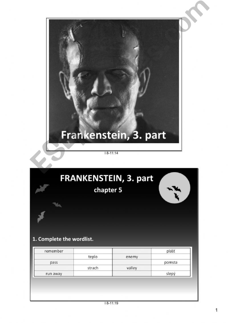 Frankenstein, 3. part powerpoint