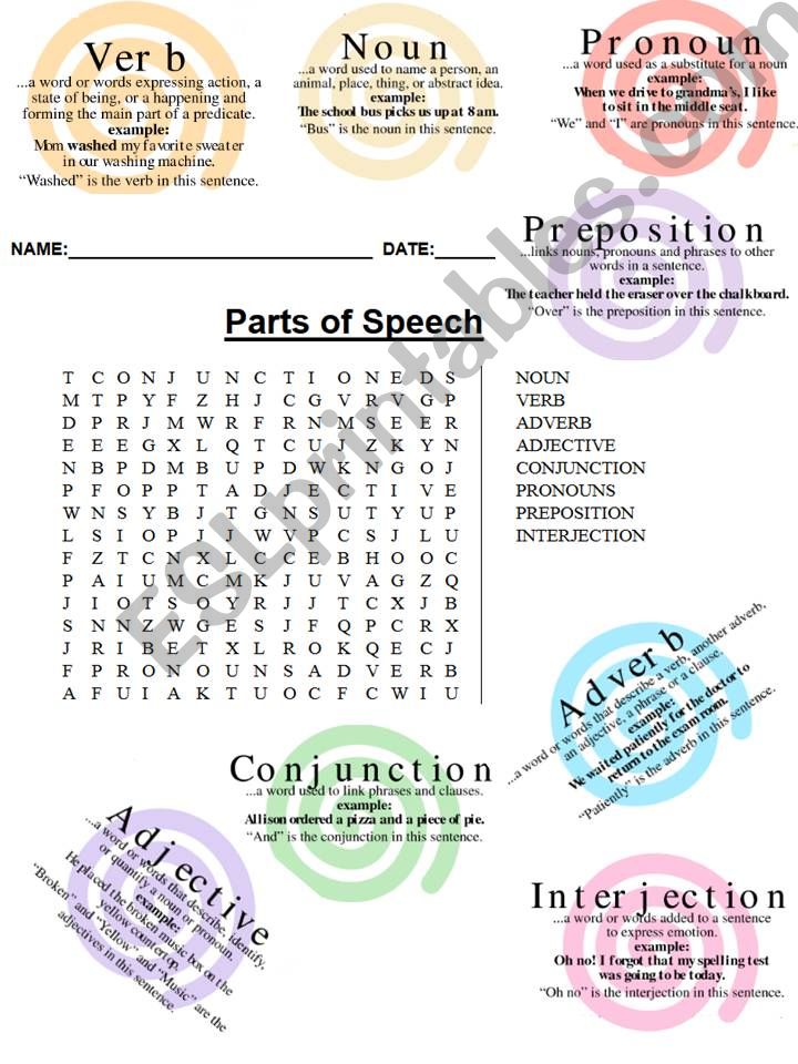Word Search - Parts of Speech powerpoint
