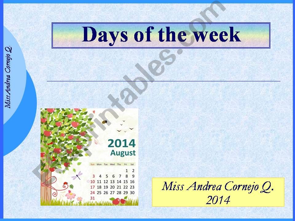 Days of the week powerpoint