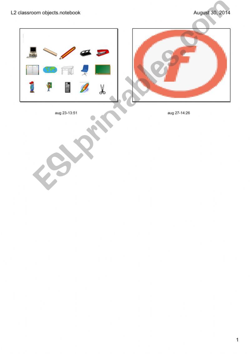 Classroom Objects powerpoint