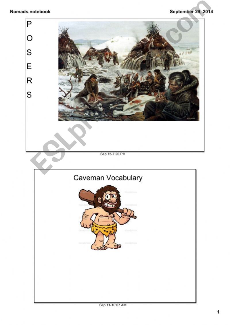 Paleolithic Era Vocabulary and Reading