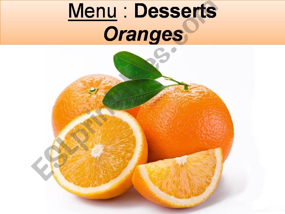 Menu /Desserts  part 2 powerpoint