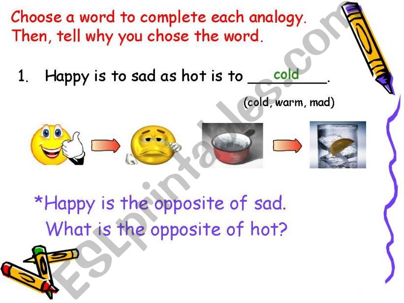 Word Analogy Exercise w/ pics 