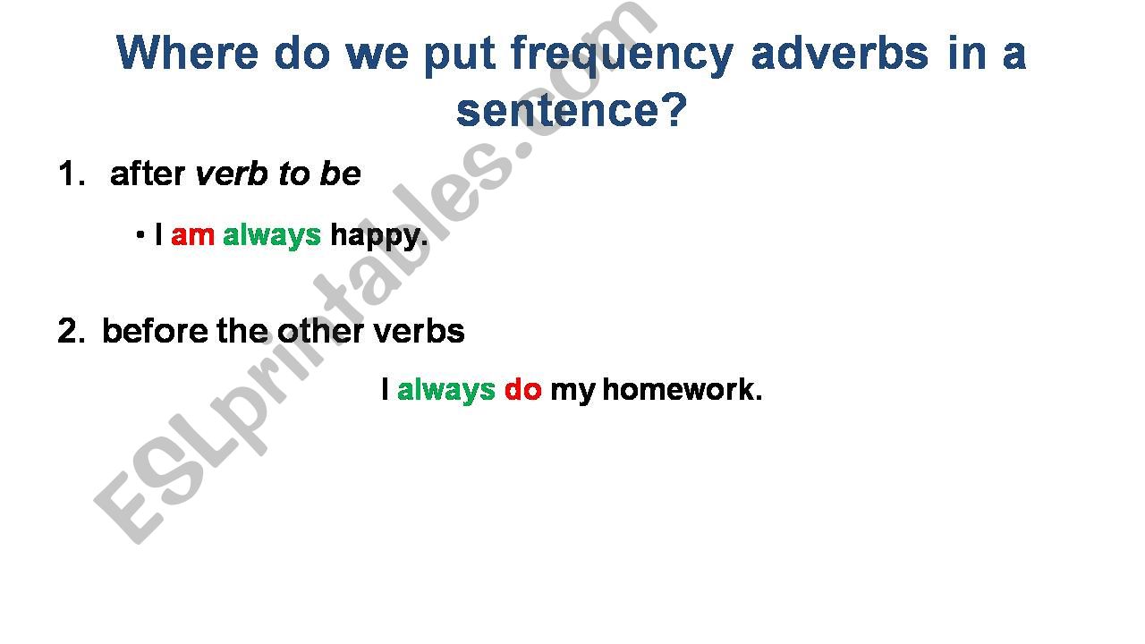 Frequency adverbs powerpoint