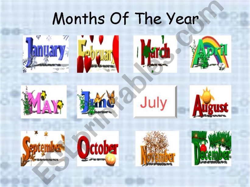 months of the year  powerpoint