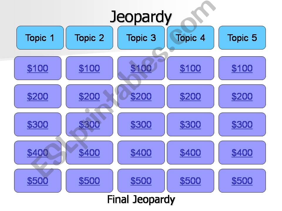 Jeopardy Game Mixed Tenses powerpoint