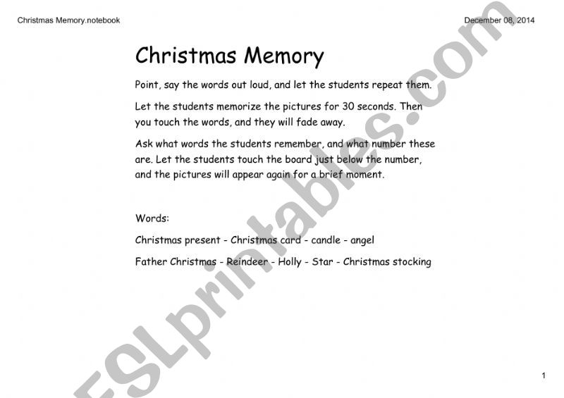 Christmas Memory powerpoint