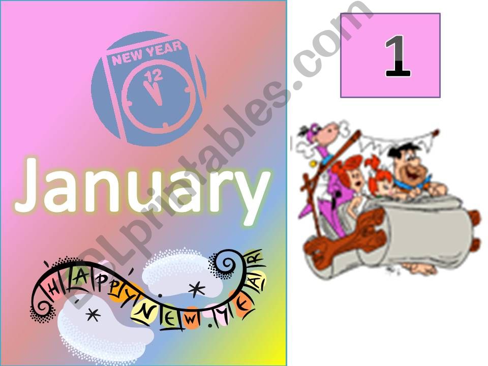Months, with cartoons. powerpoint