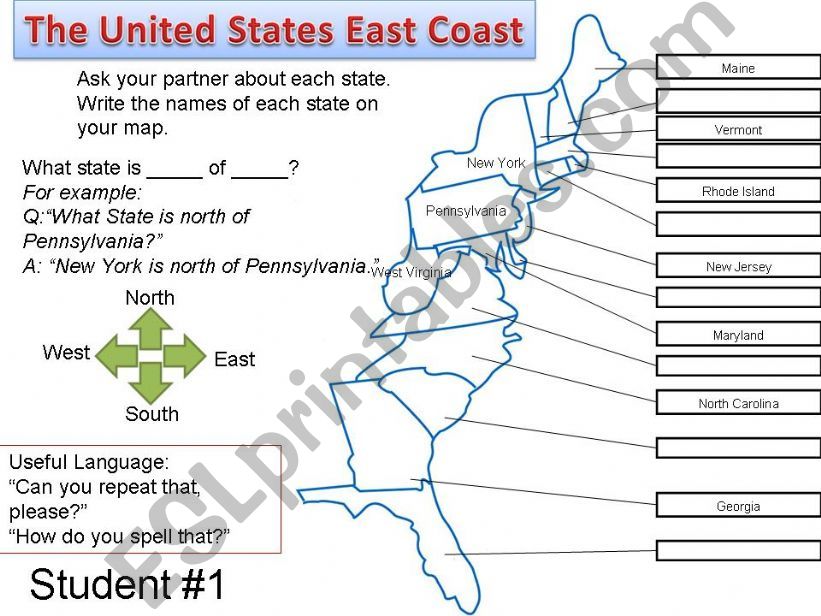 The United States East Coast Information Gap Pair Exercise