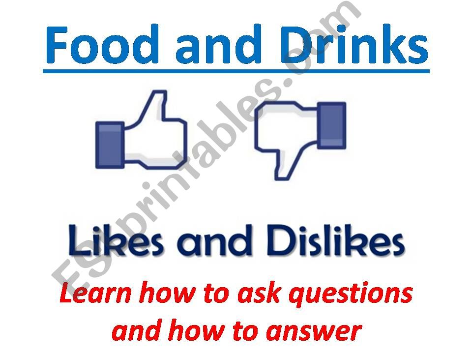 Food Likes and Dislikes Lesson First and Second Person Singular