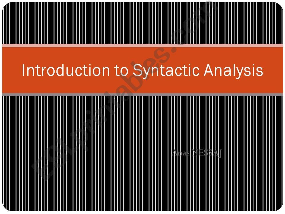 Introduction to Syntactic Analysis