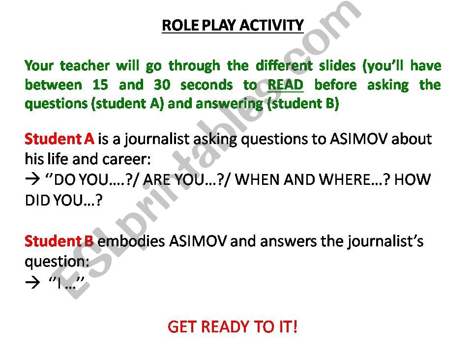 ASIMOVS BIOGRAPHY ROLE-PLAY powerpoint