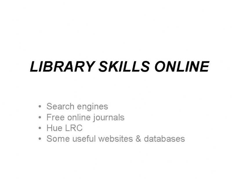 Library Skills Online powerpoint