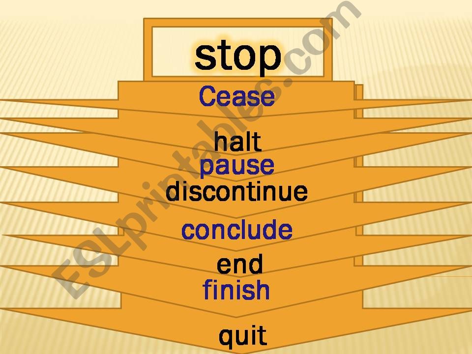 ESL English PowerPoints Synonyms Of Stop