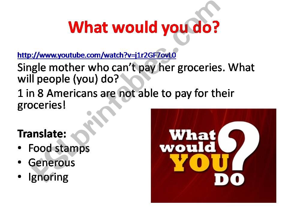 Video: What would you do? (foodstamps)
