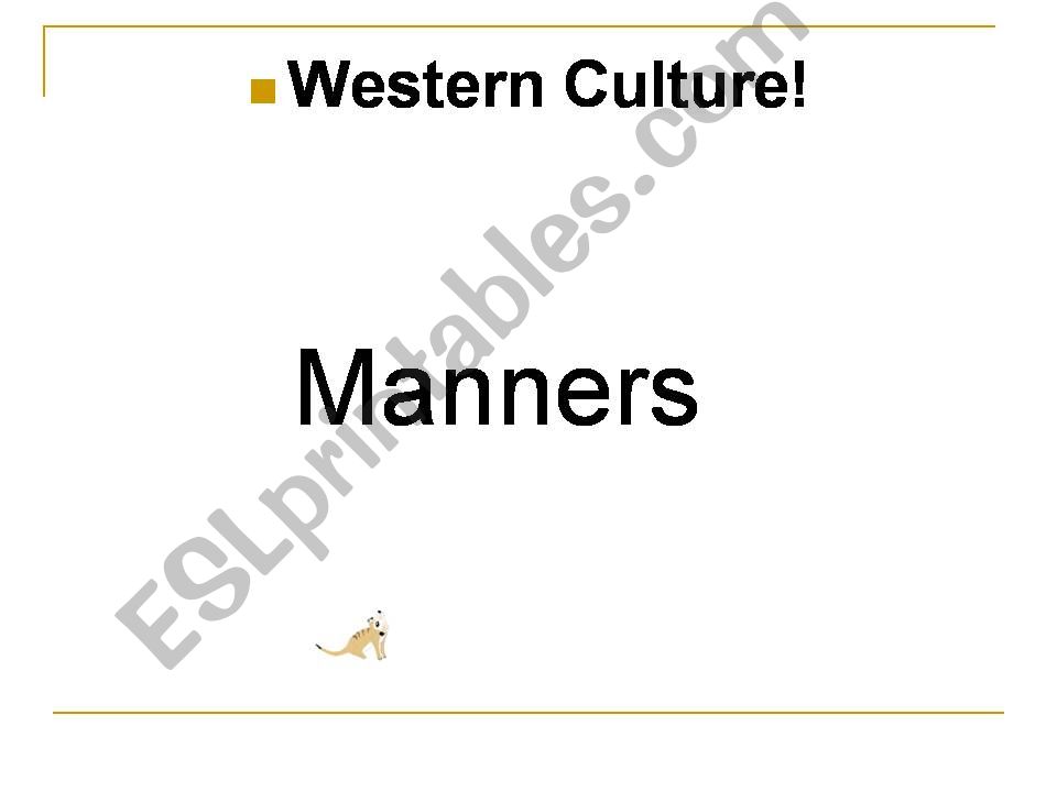 Manners-western culture powerpoint