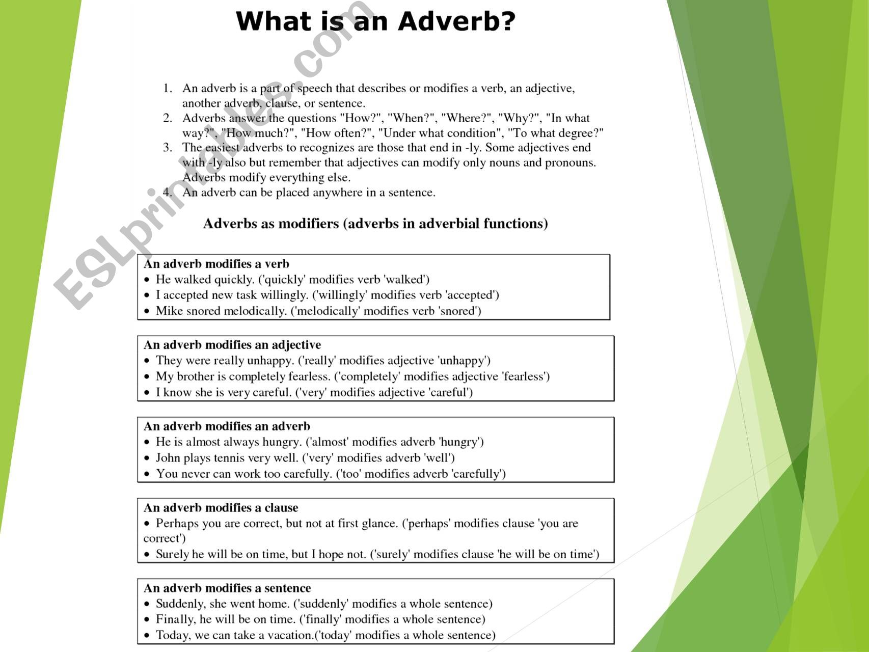 Adverbs Chart powerpoint