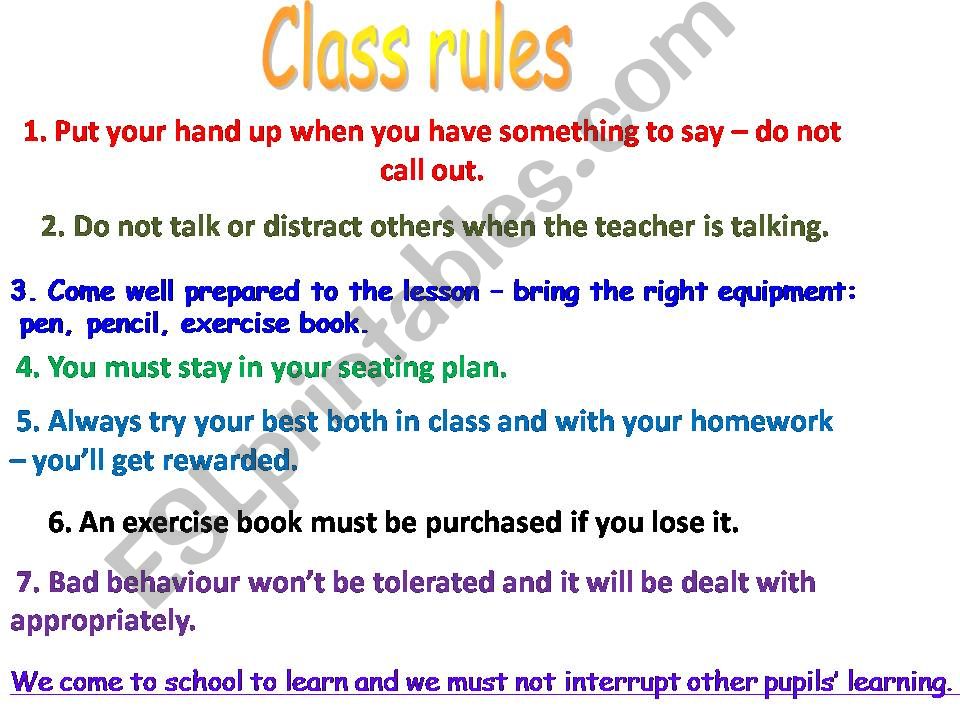 Class Rules powerpoint