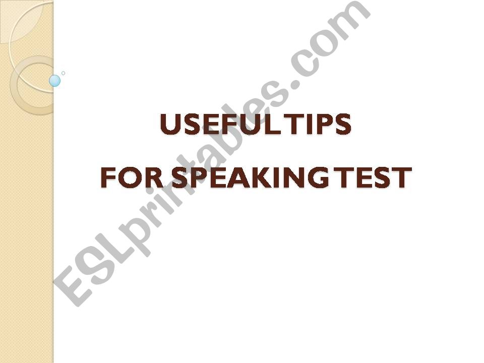 useful tips for speaking test powerpoint