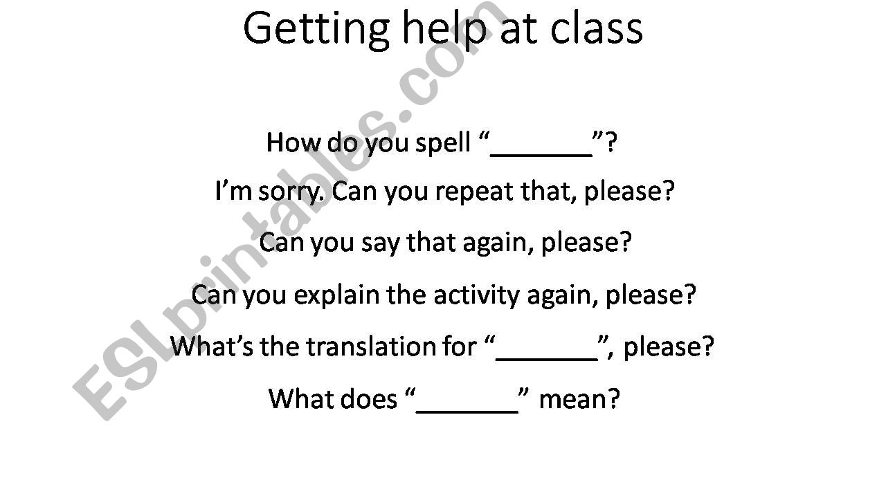 Getting help in class powerpoint