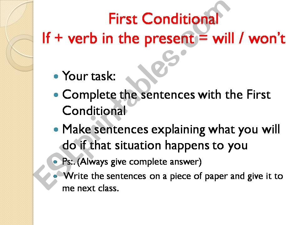First Conditional Practice powerpoint