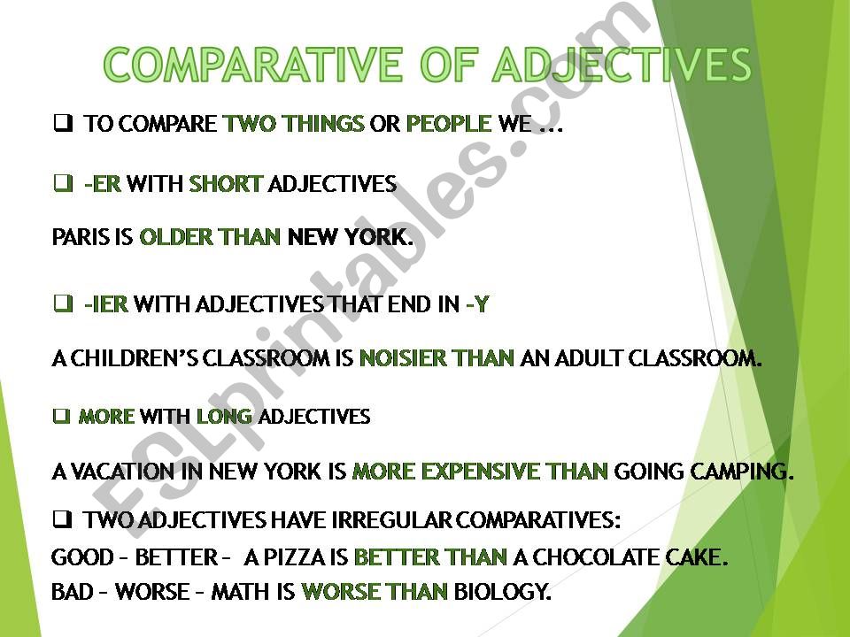 Comparative adjectives Practice