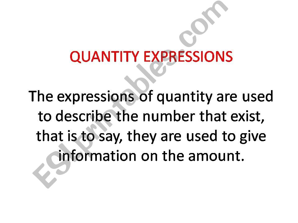 QUANTITY EXPRESIONS powerpoint