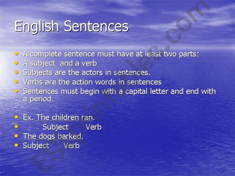 Basic English Sentences powerpoint
