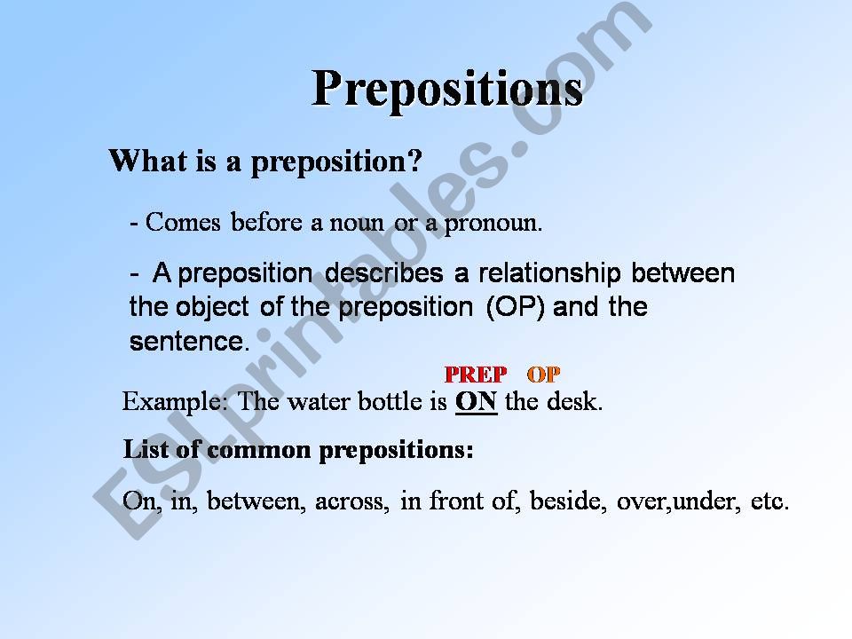 Prepostions of location powerpoint