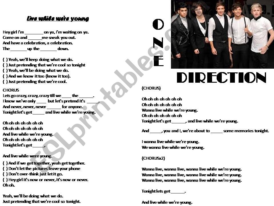 One Direction Song Live while we are young