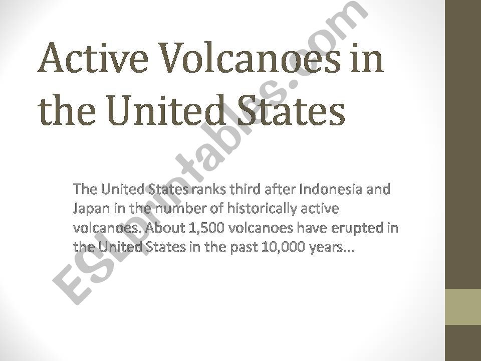 Active Volcanoes in the USA powerpoint