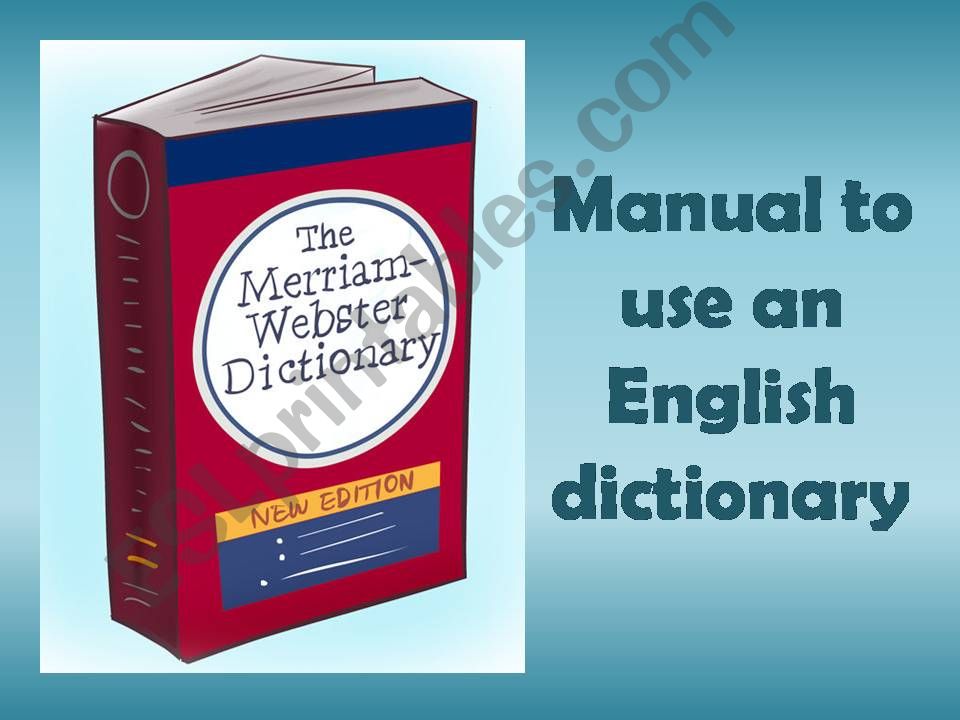 Manual to use a dictionary  powerpoint