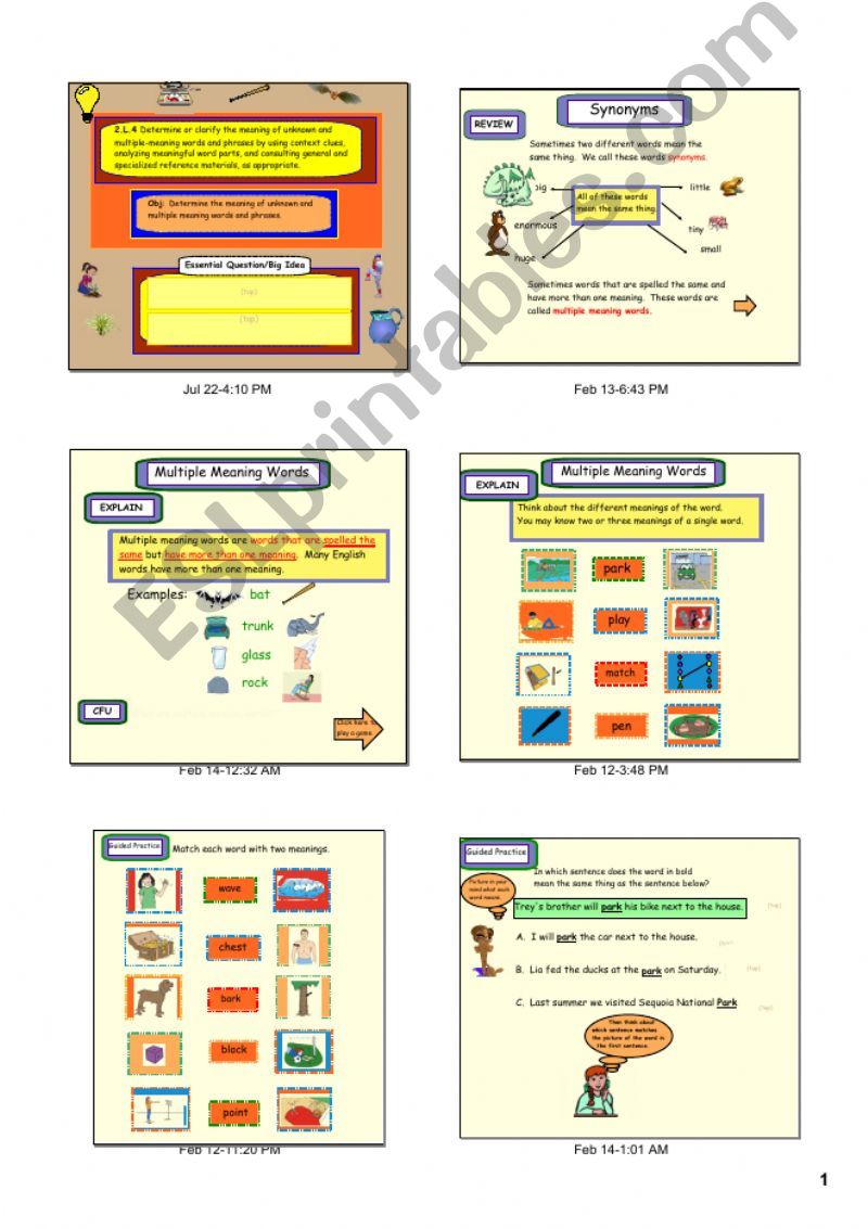 Multiple Meaning Words powerpoint