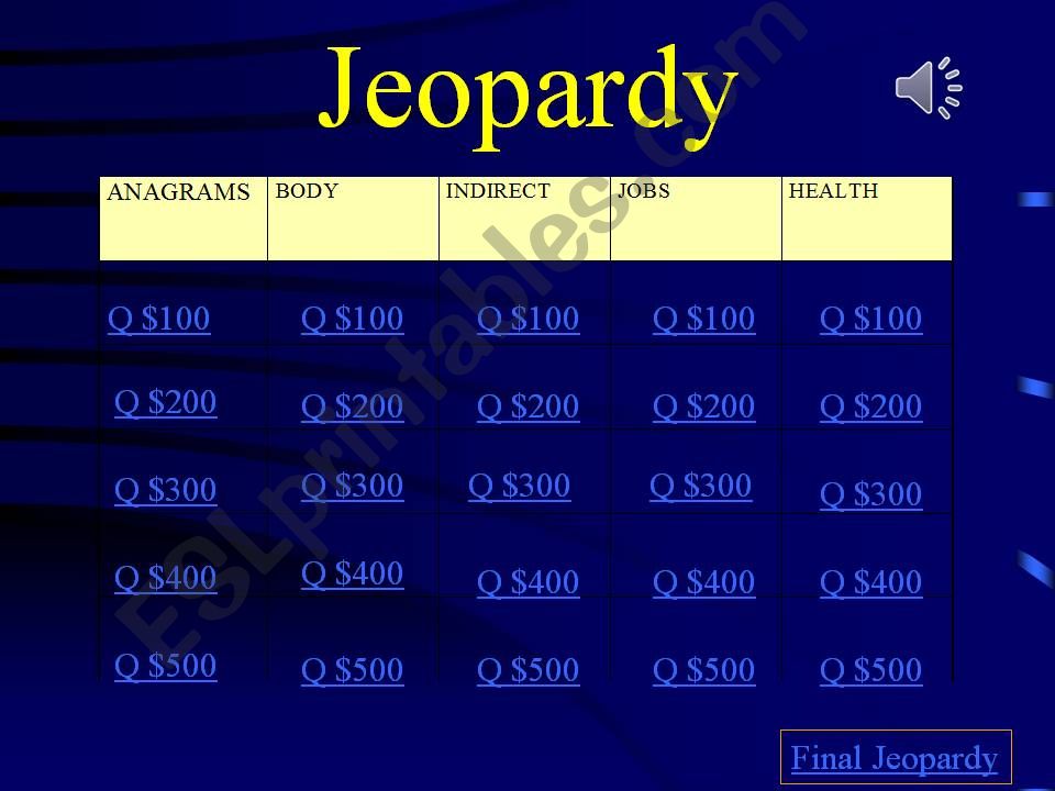 Jeopardy Quiz powerpoint