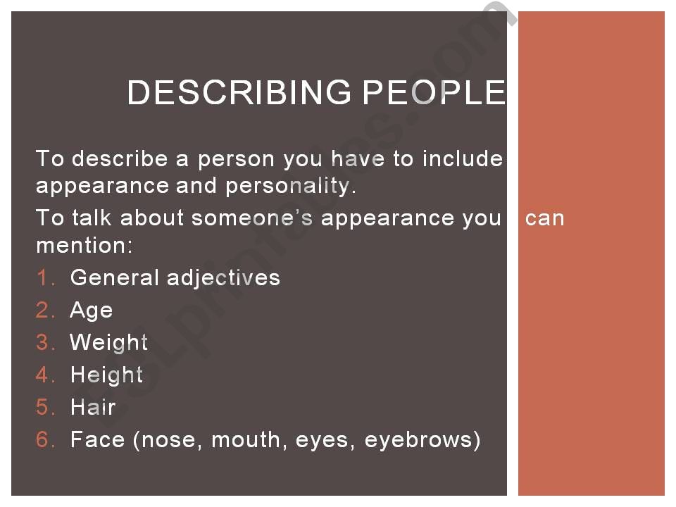 Describing people powerpoint