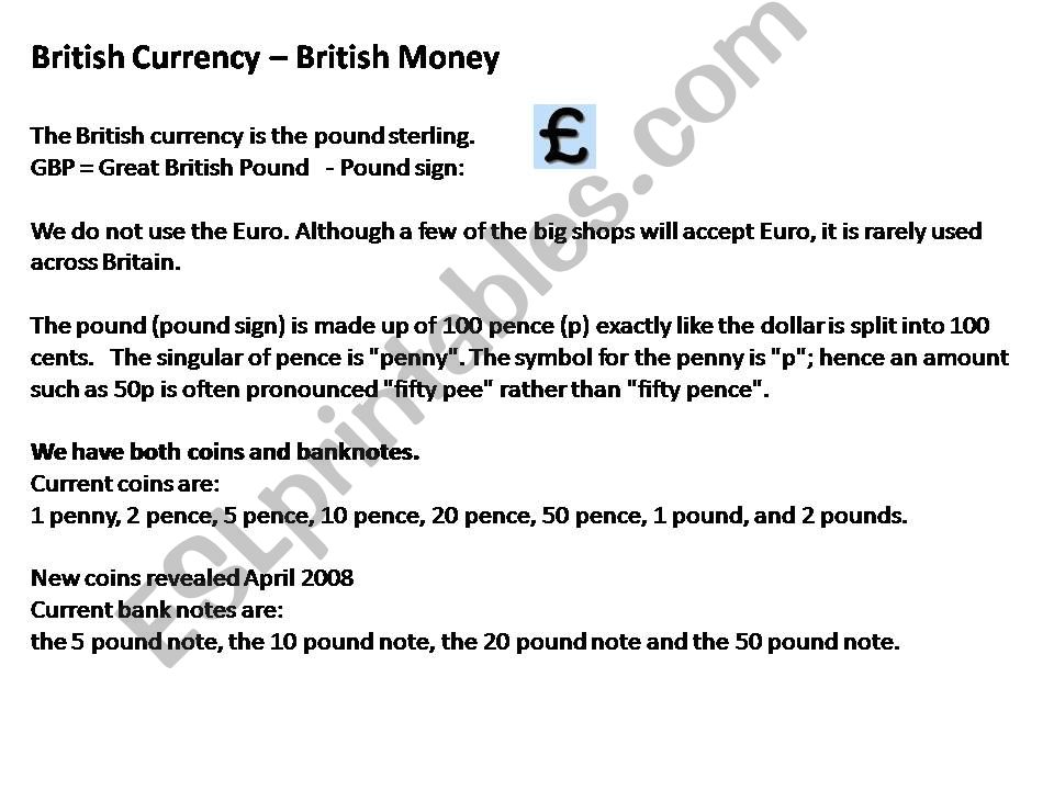 British Currency powerpoint