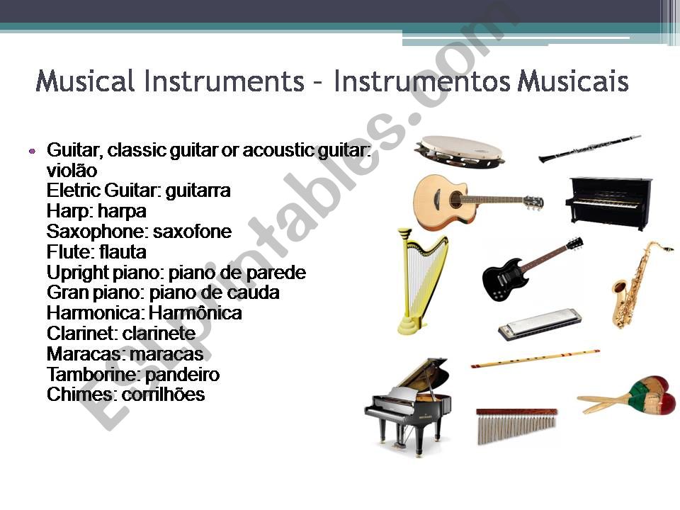 Musical Instruments, Games and Kids Activities, Sports and Verbs Related