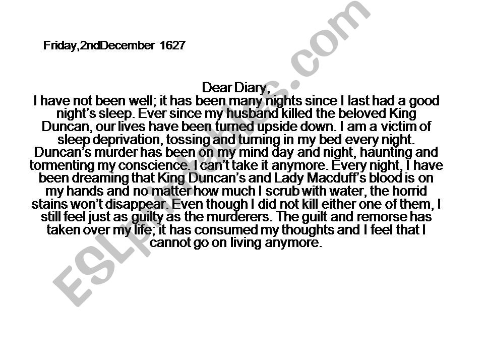 Lady Macbeth diary powerpoint