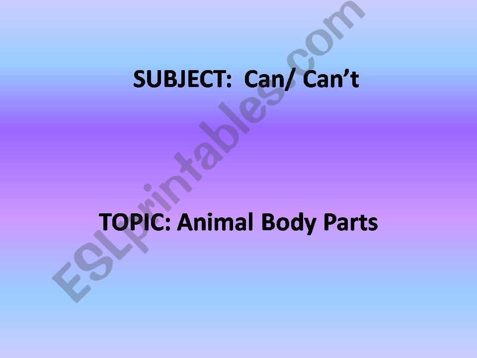 Animal Body Parts powerpoint