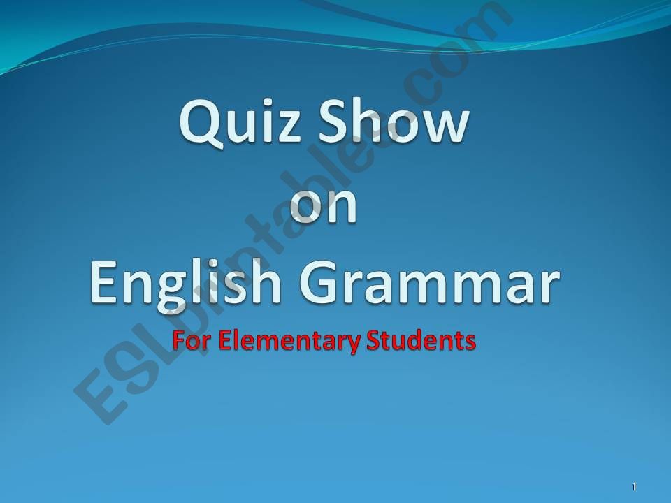 Quiz Show For Elementary Students