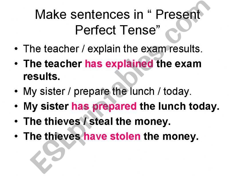 present perfect and future passive