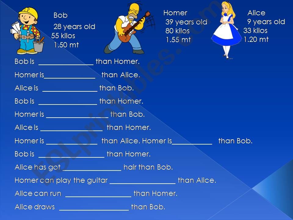 comparative exercises powerpoint