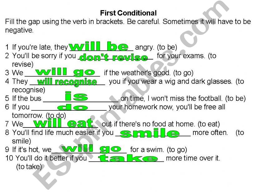 Conditional sentences (all types)