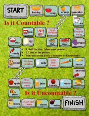 English powerpoint: Is it Countable or Uncountable - Boardgame