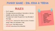 English powerpoint: BOARD GAME - General contents - Kids & Teens