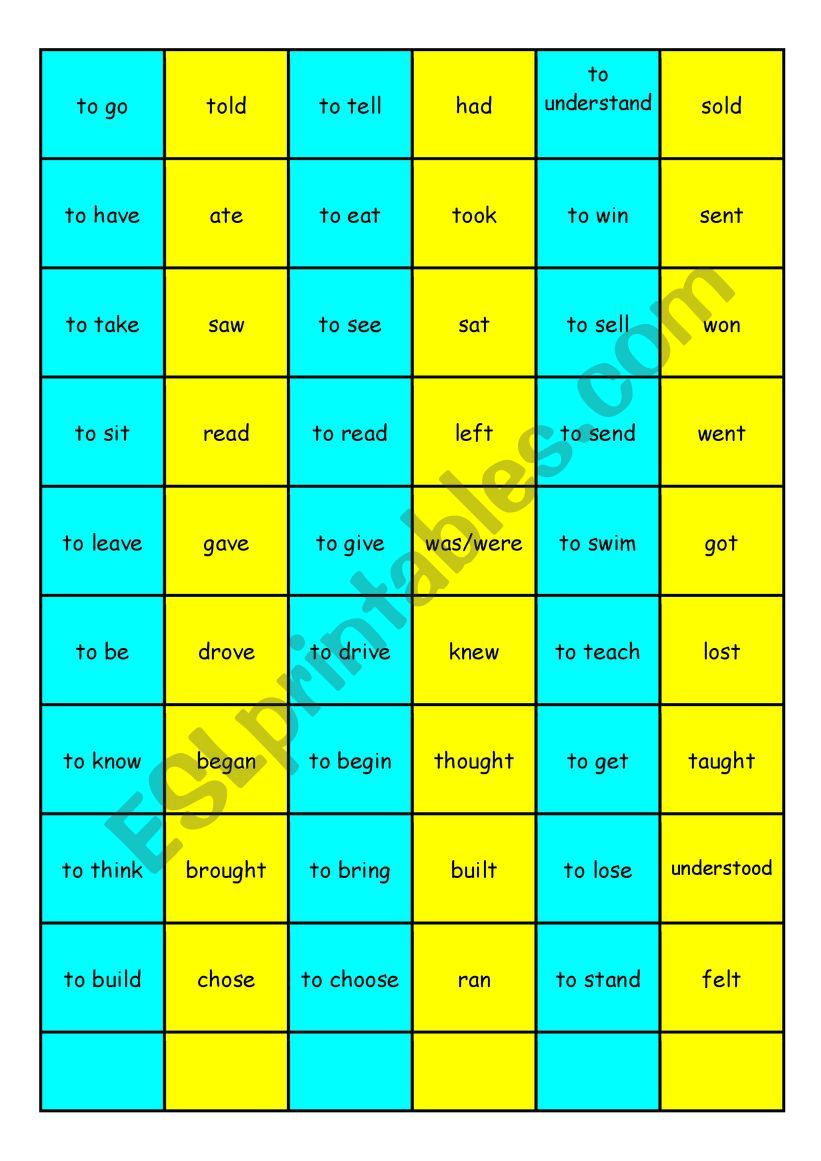 Irregular Verb Dominos Esl Worksheet By Megane Hot Sex Picture